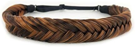 Vigour Elegant Wedding Synthetic Hair Plaited Headband Elastic Hair Band Braid Headwear Hair Scrunchie Headband for Girls Women'Daily Piano Brown Color(4/30)