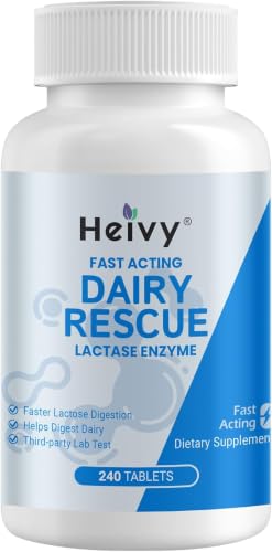 Image of Heivy Lactase Enzyme 9000 FCC, 240 Tablets | 1 Per Serving, Made in USA GMP Certified Facility, Allergen Free, Digestive Support for Lactose Intolerance