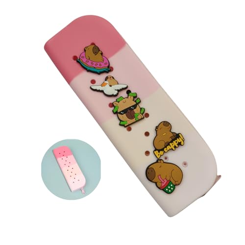 Estojo Escolar Capivara Papelaria Divertida Com Pins Botons