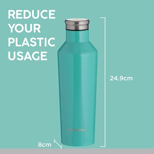 Typhoon Pure Steel Water Bottle, Turquoise, 500 ml - Image 3