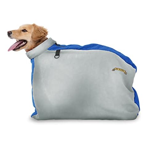 TAIL BLAZERS™ Quality Dog Drying Bag To Keep Your Dogs Dry & Warm After Bathing Or Walk. Protects Home & Car From Wet & Mud. Extra Soft Microfibre Towel Bags. Bath & Washing Pet Accessories(M/Grey) Cover