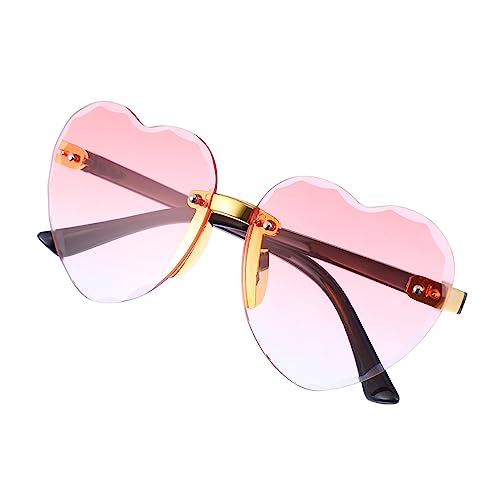 Beavorty Heart Shape Gradient Sunglasses Rimless Boys and Girls Party Eyewear Lovely Frame for Birthday Beach Halloween