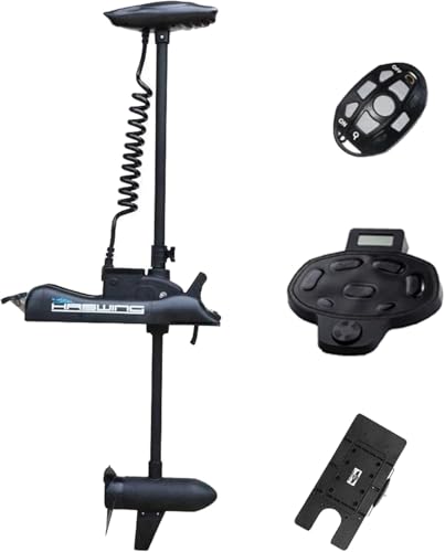 AQUOS HASWING Black 12V55LBS 48inch Bow Mount Trolling Motor with Remote Control, Wireless Foot Control, Quick Release Bracket for Inflatable Boat Bass Boat Aluminum Boat Fishing, Freshwater/Saltwater