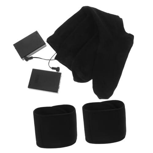 Yardwe 1 Pair Unisex Heated Socks USB Rechargeable Thermal Foot Warmers for Winter Adjustable Heating Levels Soft Insulated Fabric for Camping and Cold Weather Black