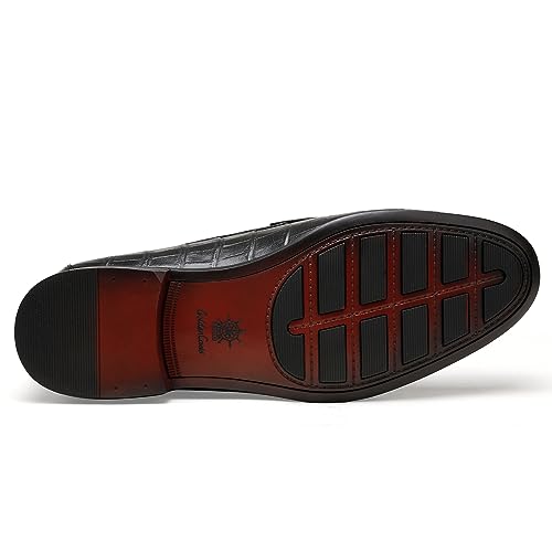 Image of Leather Dress Shoes for Mens, Premium Crocodile Printed Formal Shoes Driving Fashion Party Slip-on Loafer for Men