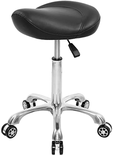 Nazalus Taburete con soporte de espalda, resistente (158.8 kg), silla giratoria hidráulica ajustable para salón, spa, belleza, masaje, clínica dental, uso en la oficina en casa