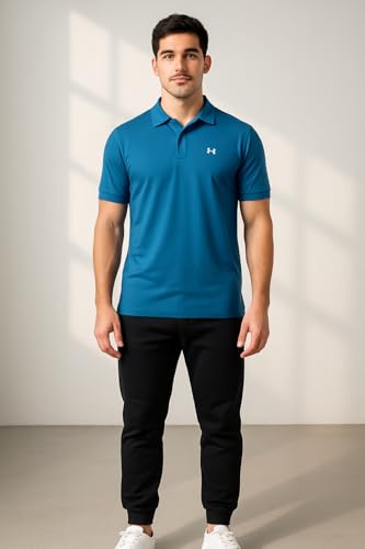 Image of Force NXT Men's Premium Microfiber Fabric Solid T-Shirt | Polo Neck Half-Sleeves T-Shirt for Men | Label Free with Anti-Static for Daily Uses