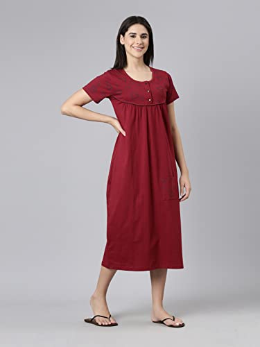 Image of KRYPTIC Womens Pure Cotton Printed Maxi Nightdress