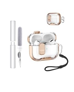 toergy Hülle für Apple AirPods Pro 3 / Pro3 Earbuds, weiche TPU+PC Clear Cover, mit Bracket Funktion, wasserdicht, stoßdi... zu tragen, mit Lanyard & Schlüsselanhänger & Reinigungskit, Rose Gold