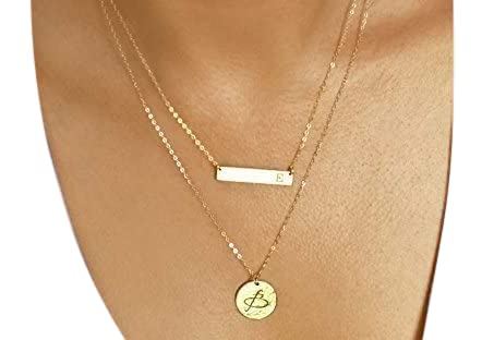 Layering Necklace, Gold Bar Necklace 