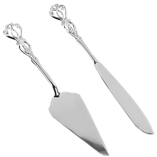 Bosreroy Premium Cake Cutter & Server Set for Weddings, Non-Slip Zinc Alloy Design for Slicing Cakes
