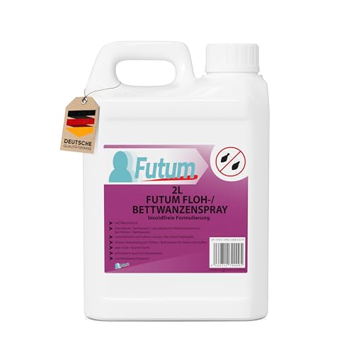 Futum Bettwanzen Abwehrspray Floh-Abwehr-Spray 2 Liter für Wanzen, Flöhe, Larven & Eier, Wasserbasis, Fleckenfrei, Schnell & Stopp Wirkung