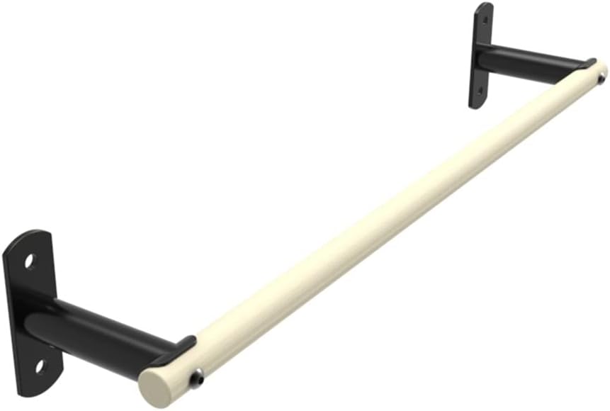Wall Mounted Pull Up Bar, Steel Base Solid Wood Grip Fitness Horizontal Bar, Safe and Stable Upper Body Strength Training Bar