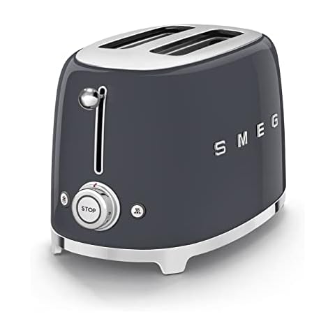 Smeg TSF01GRUK 2 Slice Toaster, Extra Wide Slots, 3 pre set options, Slate Grey Cover