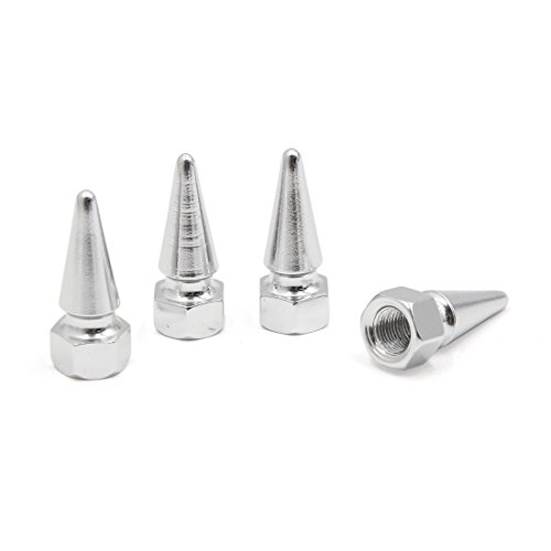 Ruilogod 4 unids Tono de plata Cono Tipo de Coche Válvula de Neumático Válvula Tallo Prevención Prevención Tapas Tapas 7mm DIA