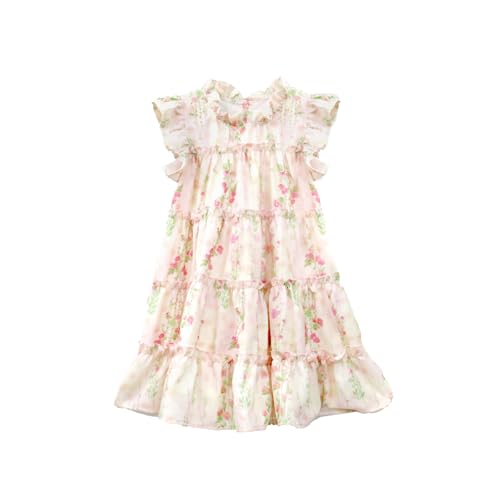Toddler Baby Girl Boho Dress Ruffle Sleeveless Kids Cute Dress Summer Beach Floral Sundress for 1-6T