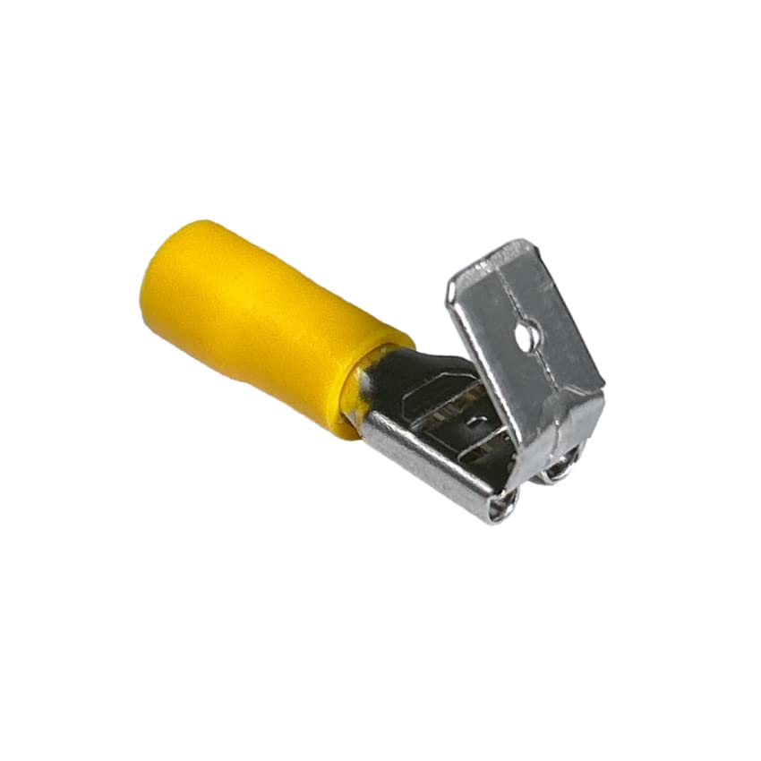 Piggyback Quick Connect Terminals, PVC Insulated, 10-12 AWG Gauge Wire, Tin-Plated Brass, Yellow, 10 Pcs
