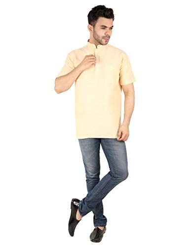 Image of LATEST CHIKAN Men's Cotton Regular Casual Strped Short Kurta Half Sleeves - (SK-LJ.DS.AS)