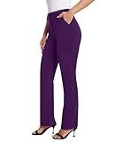 siliteelon Women Bootcut Yoga Dress Pants Stretchy Work Pants Office Business Casual Slacks with Pockets (Violet/X-Large)