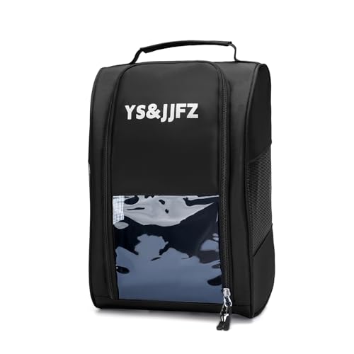 Image of YS&JJFZ Golf Shoe Bag, 2 Pcs Golf Shoes Bag Men/Women Outdoor Zippered shoe bags for travel Tote with Ventilation, 2-sided breathable mesh fabric, front transparent visible film