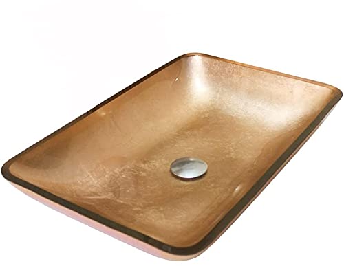 chicstyleme Gold Wash Basin Single Retanguler Bathroom Basin 56 * 37 * 11 cm Countertop Basin
