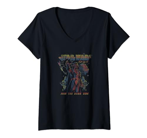 T-shirt Star Wars femme col V noir imprimé Dark Vador Join The Dark Side