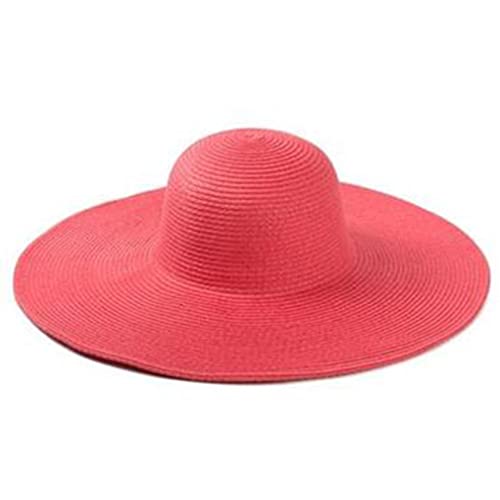 Sun Hats for Women - Women's Lightweight Foldable Beach Sun Hat with Wide Brim Watermelon Red Floppy Sun Hat