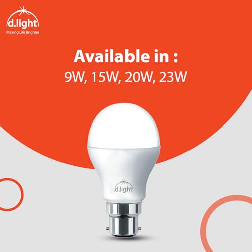 Image of D.LIGHT 9W LED Bulb Color for Home & Office |B22 LED Bulb Base | High Voltage Protection |Eco Friendly Energy Efficient | Pack of 2