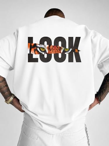 Image of Men's Oversized Round Neck Cotton Printed Gym T-Shirt for Men | Premium Soft Cotton Casual Loose Fit Half Sleeve Plain Tee Shirt