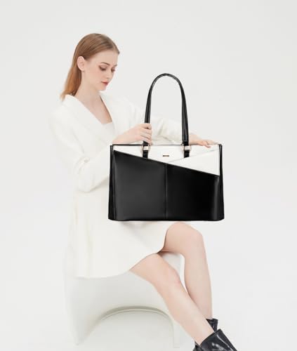 Laptop Tote Bag for Women 15.6 Inch Waterproof Leather Computer Laptop Bag Women Business Office Work Bag Briefcase Large Travel Handbag Shoulder Bag