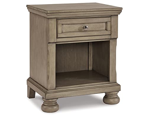 Signature Design by Ashley Lettner Modern Traditional 1 Drawer Nightstand, Light Gray Signature Design by Ashley Lettner Modern Traditional 1 Drawer Nightstand, Light Gray