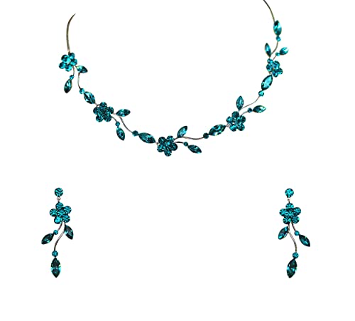 Image of Faship Gorgeous Rhinestone Crystal Floral Necklace Earrings Set