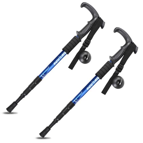 Pobbycrafm Palos Senderismo Bastones para Caminar Bastones Trekking Plegables Baston Extensible BastóN Trekking AleacióN De Aluminio Blue 2 pcs