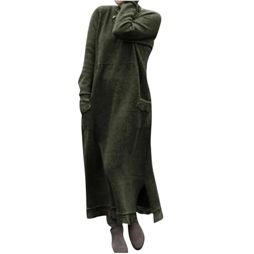 Womens Long Fleece Maxi Pullover Sweatshirt Dresses Baggy Cowl Neck Shirt Dress
