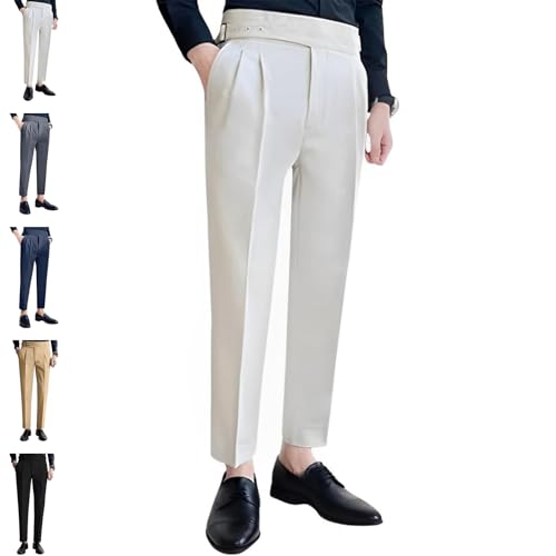 Mixgent Pants for Men, TimelessForm - Men's High Waisted Old Money Pleated Pants, Quick Dry Dress Pants Classic Fit