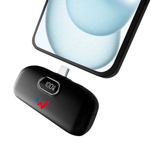 Wonder - Powerbank USB-C 5000 mAh – Ultra Compact & Léger – Recharge Rapide PD 18W – Écran Digital de Charge – Entrée & Sorties USB-C – Idéal...