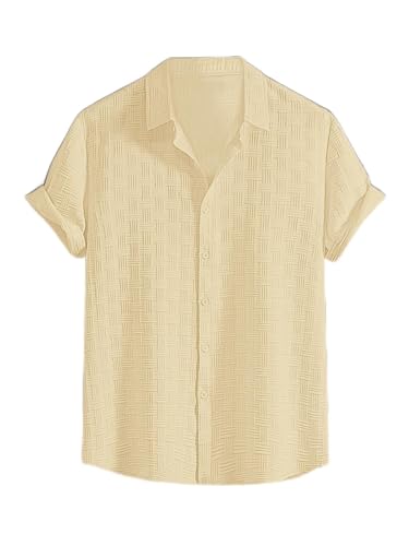 Image of Leriya Fashion Men's Formal Button Down Shirt - Slim Fit Office Wear Shirt for Men | Textured Short Sleeve Polycotton | Business & Meeting Ready (Available in Plus Size)