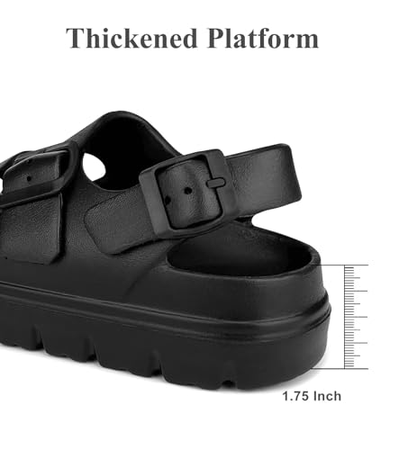 Image of Haifago Womens Platform Sandals with Arch Support, Summer Beach Slides with Adjustable Buckle, Comfort Lightweight Chunky Cushion Slip on Sandal