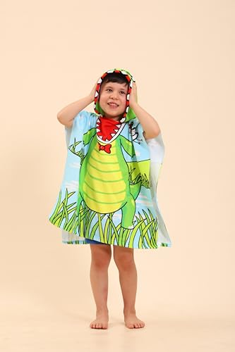 Image of Dinosaur Hooded Towels for Kids, Kids Beach Towels for Boys /Girls, Swimming Towels /Towel Robes /Wearable Towels /Pool Towels for Kids 2-10, Poncho Beach Towels for Kids, Hooded Beach Towels for Toddler