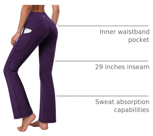 Image of BUBBLELIME 29 inch /31 inch /33 inch /35 inch /37 inch 3 Styles Women's High Waist Bootcut Yoga Pants Basic /Side Pockets Tummy Control Workout Flared
