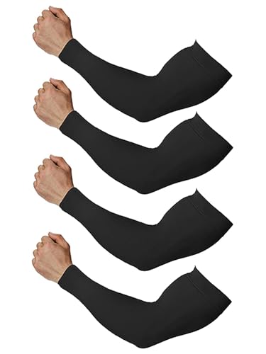 YelaJoy 4 Pairs Arm Sleeves for Men and Women,Tattoo Cover Up,Cooling Sports Sleeve for Basketball Golf Football