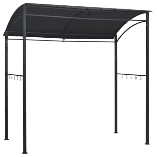 vidaXL BBQ Pavillon 10 Haken Witterungsbeständig Grillpavillon Grillzelt Grillüberdachung Grill Zelt Dach Überdachung 215x150x220cm Anthrazit Stahl