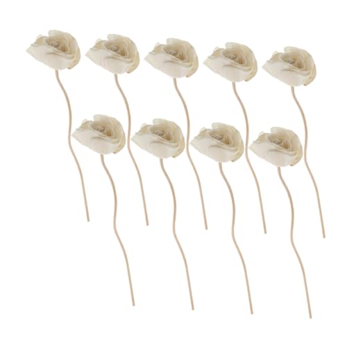 TEMPNAP 9個 香り長持ち天然アロマディフューザースティック 花装飾付き 換え用籐フレグランス棒 小瓶用エッセンシャルオイルリード 通草花