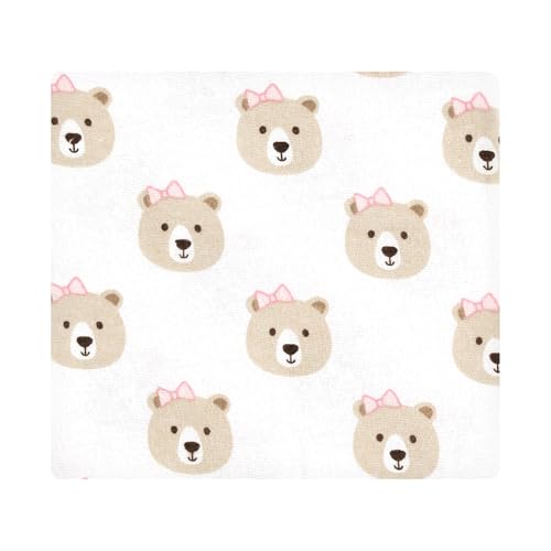 Image of Little Treasure Hudson Baby Cotton Poly Flannel Receiving Blankets Multipack, Pink Taupe Bears, 30x30 inches