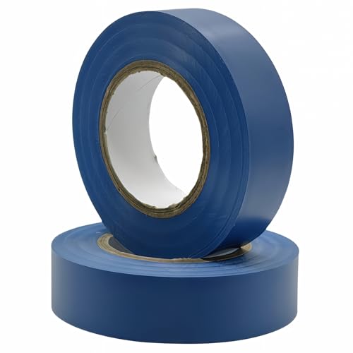Kenhihi 2 Rolls Blue Electrical Tape Vinyl - 3/4 Inch 66 Feet Professional Insulating PVC Electric Tape Flame Retardant Waterproof for All Weather Under 600V Home Outdoor Indoor Wire Insulation Use