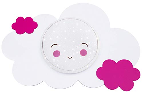Plafonnier LED pour enfant réglable Elobra en bois blanc et rose