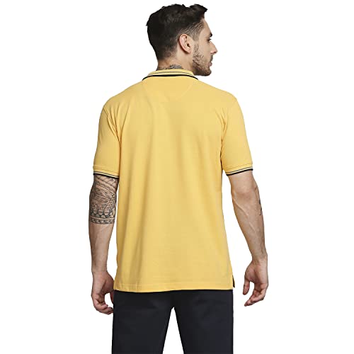 Image of Colorplus Men's Cotton Blend Solid Pattern Tailored Fit Polo Neck Half Sleeve Casual T-Shirt