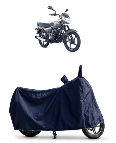Image of Shield Heavy Duty Bike Cover for Bajaj Ct 100 | All-Season, Tear-Proof Fabric | with Side Mirror Pocket & Buckle Belt | Bajaj Ct 100 Bike Cover (Blue)