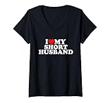 Photo Gallery i love my short husband maglietta con collo a v Photo Gallery i love my short husband maglietta con collo a v