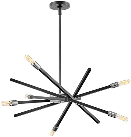 Hinkley Archer Six Light Medium Adjustable Single Tier Chandelier, Modern, Articulating Arms, Satin Black